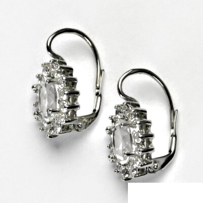 Zlaté náušnice Kate, bílé i žluté zlato, přírodní křišťál a čiré zirkony - NK 1507