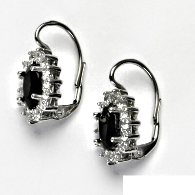 Zlaté náušnice Kate, bílé i žluté zlato, přírodní granát a čiré zirkony - NK 1507 