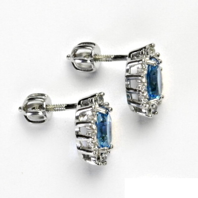 Zlaté náušnice Kate, bílé i žluté zlato, přírodní topaz swiss, čiré zirkony, NŠ 1480
