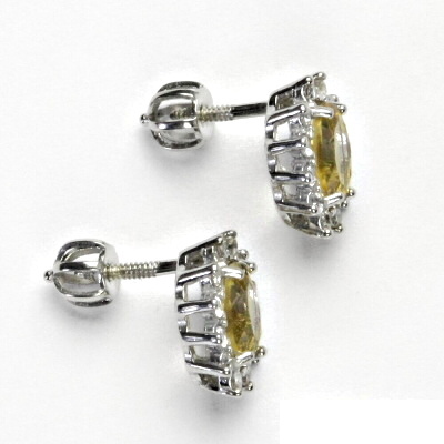 Zlaté náušnice Kate, bílé i žluté zlato, přírodní citrín pálený, čiré zirkony,  NŠ 1480