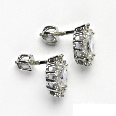 Zlaté náušnice Kate, bílé i žluté zlato, čiré zirkony, náušnice ze zlata, NŠ 1480 