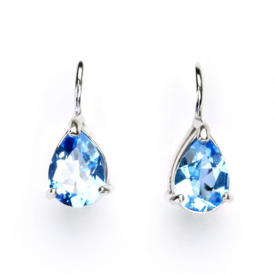 Zlaté náušnice, bílé i žluté zlato,přírodní topaz swiss - NK 1361 