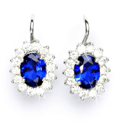 Zlaté náušnice Kate, bílé i žluté zlato, zirkon spinel a čiré zirkony - NK 1507