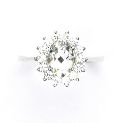 Stříbrný prsten Kate,přírodní green ametyst a zirkony - T 1507