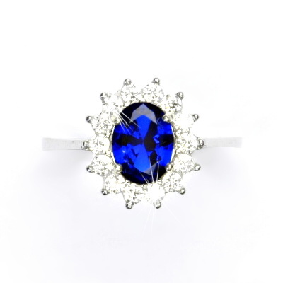 Zlatý prsten Kate, bílé i žluté zlato, zirkony spinel a čiré - T 1507