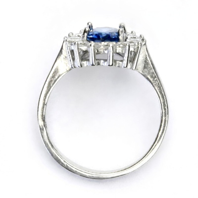 Zlatý prsten Kate, bílé i žluté zlato, zirkony akvamarin a čiré - T 1507