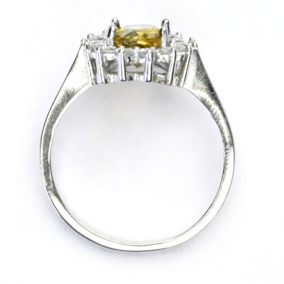 Zlatý prsten, bílé i žluté zlato, Kate, žlutý zirkon, prstýnek se zirkony, T 1507