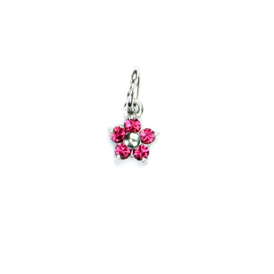 Zlatý přívěsek kytička ,bílé i žluté zlato ,Swarovski krystaly fuchsie  - P 1391