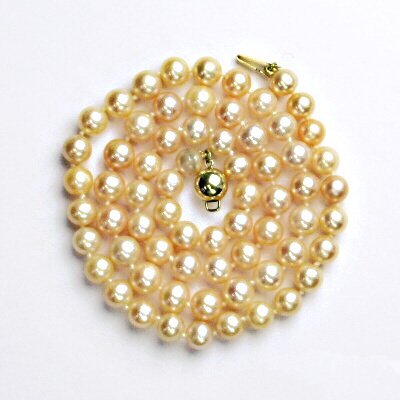 Náhrdelník  přírodní říční perly, žluté zlato, lososové perly 46 cm - 4821 poslední kus