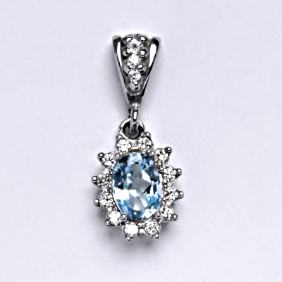 Zlatý přívěsek Kate, přírodní topaz sky, bílé zlato, přívěšek ze zlata, topaz, šperky s topazem, P 1480/2