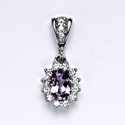 Zlatý přívěsek Kate, přírodní ametyst sv ,, bílé zlato, přívěšek ze zlata, šperky s ametystem, P 1480/2 