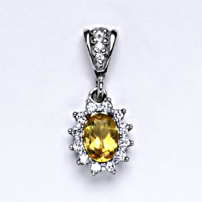 Zlatý přívěsek Kate, přírodní citrín  pálený, bílé zlato, P 1480/2 