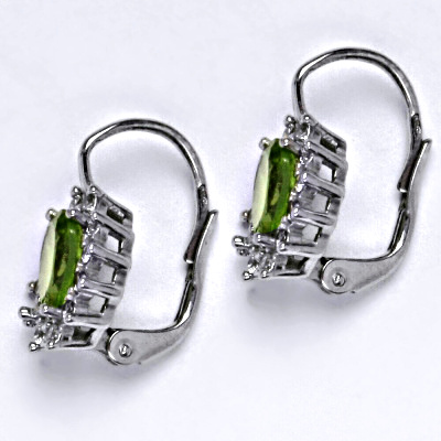 Zlaté náušnice Kate, přírodní olivín, bílé i žluté zlato, náušnice ze zlata, šperky s olivínem, NK 1480