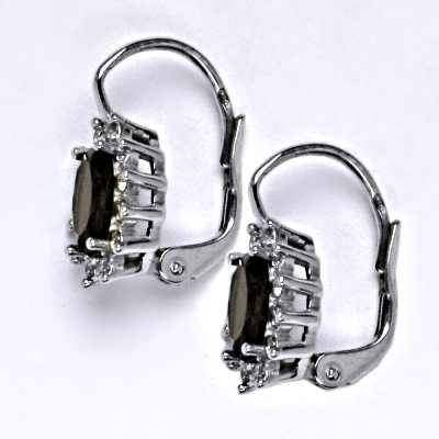 Zlaté náušnice Kate, přírodní záhněda, bílé i žluté zlato, náušnice ze zlata, šperky se záhnědou, NK 1480