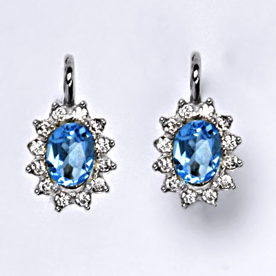 Zlaté náušnice Kate, přírodní topaz swiss, bílé i žluté zlato, náušnice ze zlata, šperky s topazem, NK 1480 