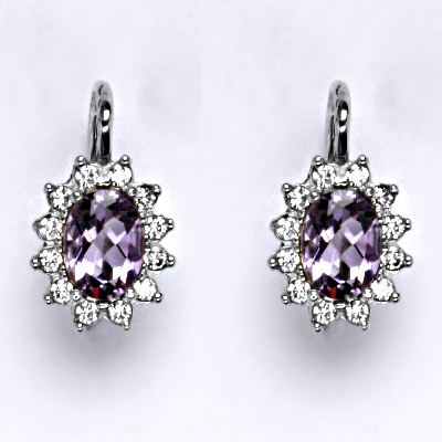 Zlaté náušnice Kate, přírodní ametyst světlý, bílé i žluté zlato, náušnice ze zlata, šperky s ametystem, NK 1480 