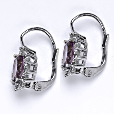 Zlaté náušnice Kate, přírodní ametyst světlý, bílé i žluté zlato, náušnice ze zlata, šperky s ametystem, NK 1480 