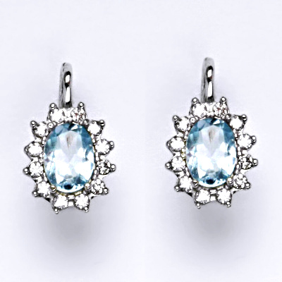 Zlaté náušnice Kate, přírodní topaz sky, bílé i žluté zlato, náušnice ze zlata, šperky s topazem, NK 1480 