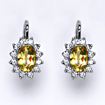 Zlaté náušnice Kate, přírodní citrín  pálený, bílé i žluté zlato, náušnice NK 1480 