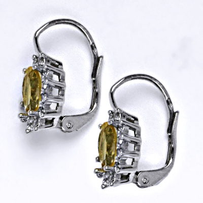 Zlaté náušnice Kate, přírodní citrín  pálený, bílé i žluté zlato, náušnice NK 1480 