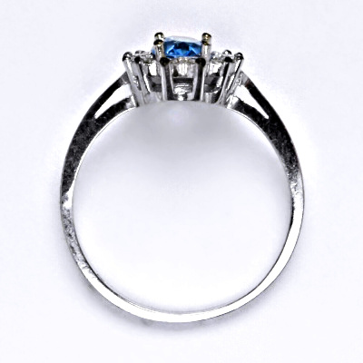 Zlatý prsten Kate, přírodní topaz swiss, čiré zirkony, bílé i žluté zlato - T 1480