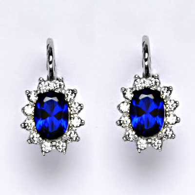 Zlaté náušnice Kate, syntetický spinel, čiré zirkony, bílé i žluté zlato, NK 1480 