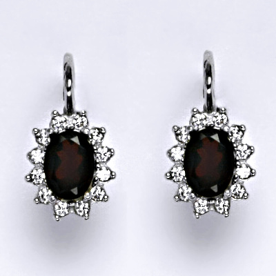 Zlaté náušnice Kate, přírodní granát, bílé i žluté zlato, NK 1480 