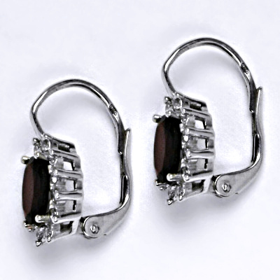 Zlaté náušnice Kate, přírodní granát, bílé i žluté zlato, NK 1480 