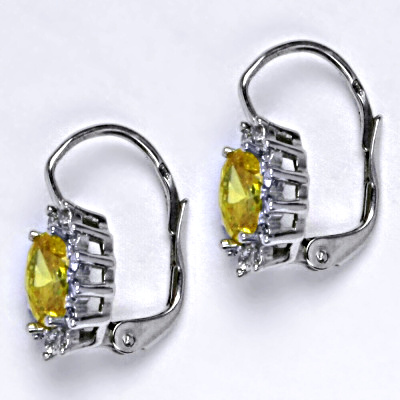 Zlaté náušnice Kate, žlutý zirkon, čiré zirkony, bílé i žluté zlato, NK 1480 