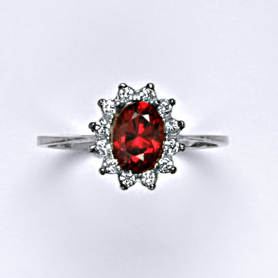 Zlatý prsten Kate, oranžový zirkon, čiré zirkony, bílé i žluté zlato - T 1480