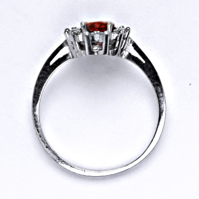 Zlatý prsten Kate, oranžový zirkon, čiré zirkony, bílé i žluté zlato - T 1480