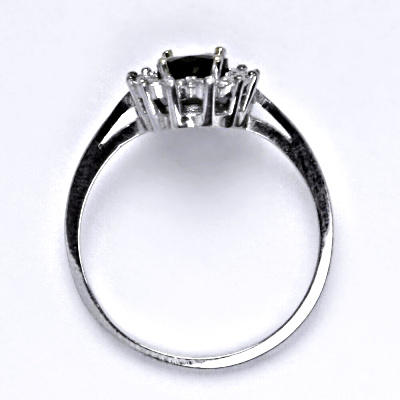 Zlatý prsten Kate, přírodní granát, čiré zirkony, bílé i žluté zlato - T 1480 