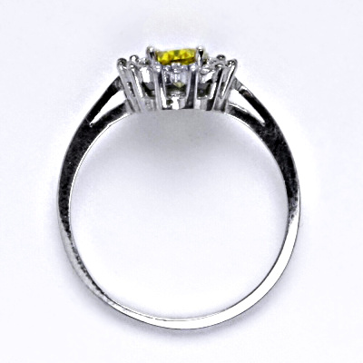 Zlatý prsten Kate, žlutý zirkon, čiré zirkony, bílé i žluté zlato - T 1480 