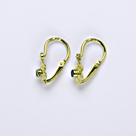 Dětské zlaté naušnice kytička, žluté zlato ,zirkon spinel - 1275 poslední pár