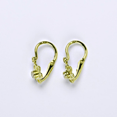 Dětské zlaté naušnice kytička , čirý zirkon ,žluté zlato - 1273 poslední pár