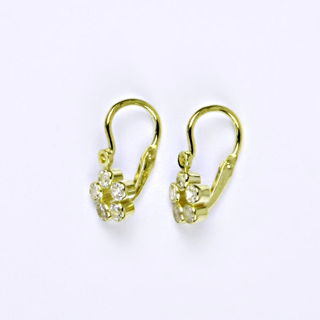 Dětské zlaté naušnice kytička ,čirý zirkon ,žluté zlato - 1278 poslední pár