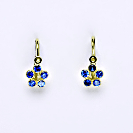 Dětské zlaté naušnice se spinely,žluté zlato,kytička