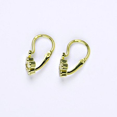 Dětské zlaté náušnice , čiré zirkony, žluté zlato - 1297 poslední pár