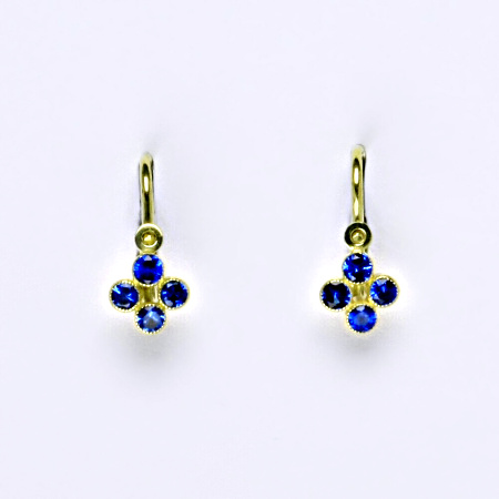 Zlaté dětské náušnice , zirkon spinel , žluté zlato - 1300 poslední pár