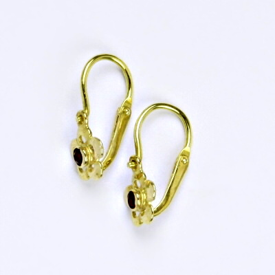 Dětské náušnice zlaté s granátem, žluté zlato, 0,80 g, NK 1385