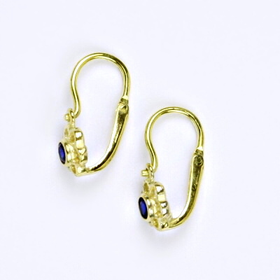 Dětské náušnice zlaté se spinelem, žluté zlato, 0,90 g VE 197