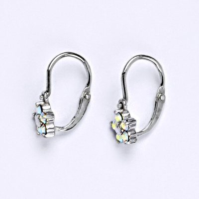 Dětské náušničky zlaté se Swarovski AB krystalem, bílé zlato, NK 1391