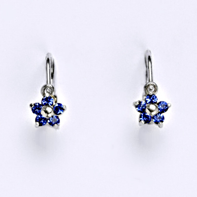 Dětské náušničky zlaté se Swarovski krystalem saphire, bílé zlato, NK 1391
