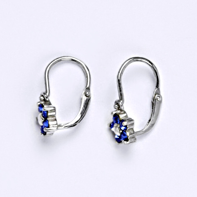 Dětské náušničky zlaté se Swarovski krystalem saphire, bílé zlato, NK 1391
