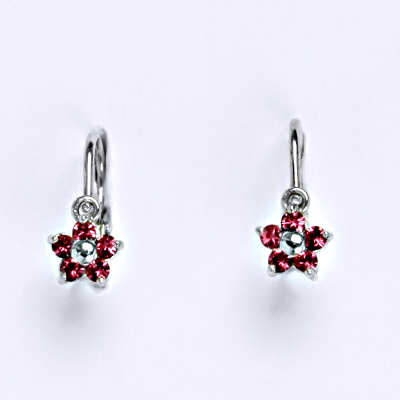 Dětské náušničky zlaté se Swarovski krystalem rose, bílé zlato, NK 1391