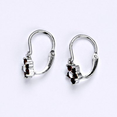 Dětské náušničky zlaté s granát, bílé zlato, NK 1391