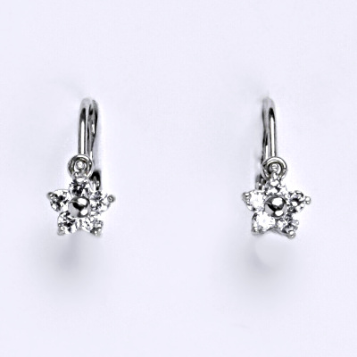 Dětské náušničky zlaté s čirým zirkonem, bílé zlato, NK 1391