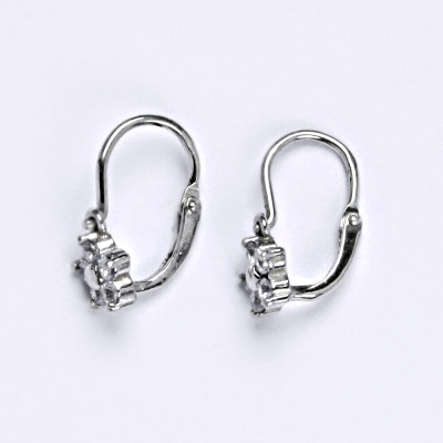 Dětské náušničky zlaté s čirým zirkonem, bílé zlato, NK 1391