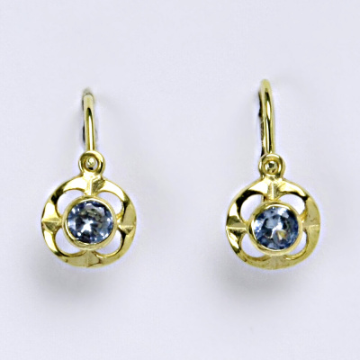 Dětské náušničky zlaté se zirkonem akvamarín, žluté zlato NK 1380 