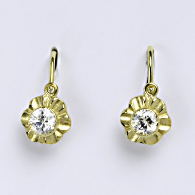 Dětské náušnice zlaté s čirým zirkonem, žluté zlato NK 1381